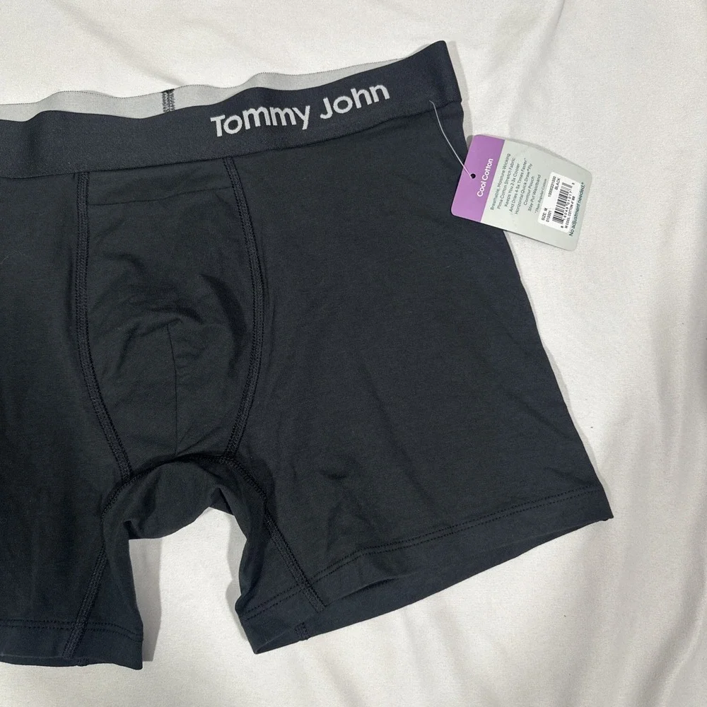 NWT‎ $32 TOMMY JOHN [ Medium ] Cool Cotton 4-Inch Boxer Briefs in Black U1404